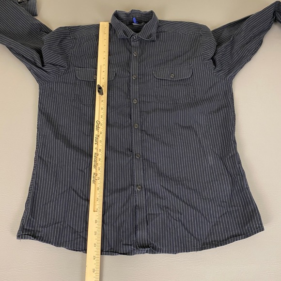 Kenneth Cole REACTION Button Down Shirt Men's‎ Large Gray Striped 100% Cotton - Picture 9 of 12